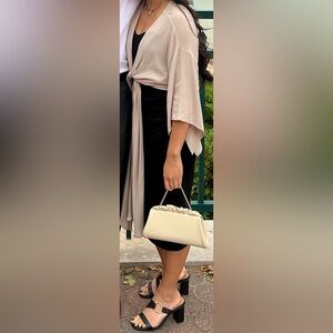 Beige Front Tie Wrap Shawl Top